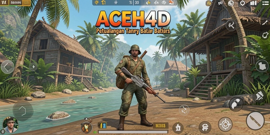Screenshot gameplay ACEH4D menunjukkan petualangan di dunia yang luas.