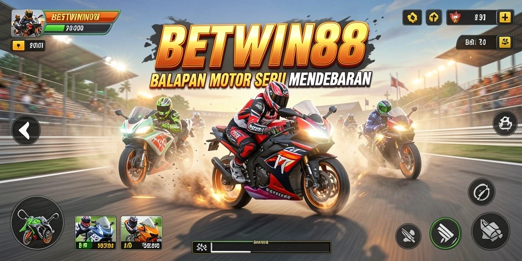 Tampilan mendebarkan dari gameplay balapan motor di BETWIN88.