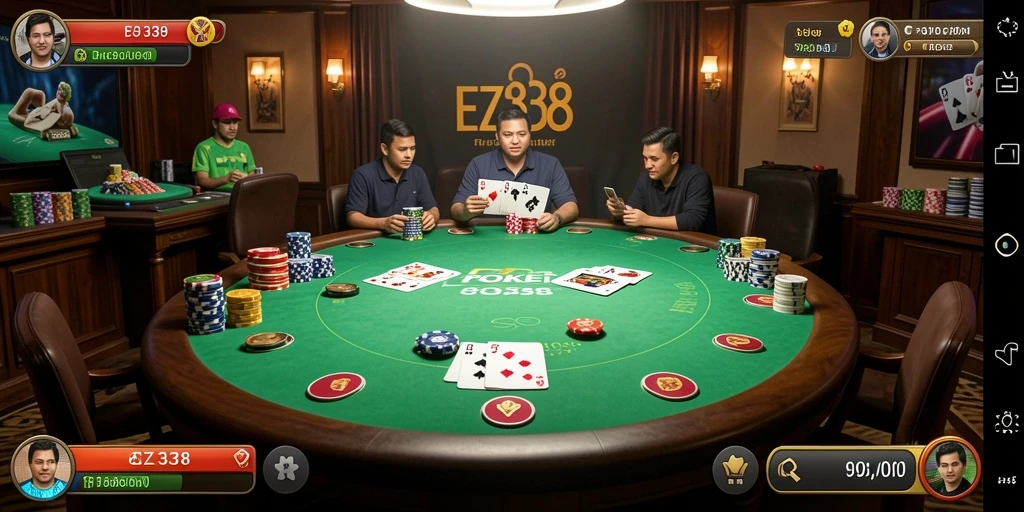Tampilan gameplay poker yang menarik dan interaktif dalam EZ338.