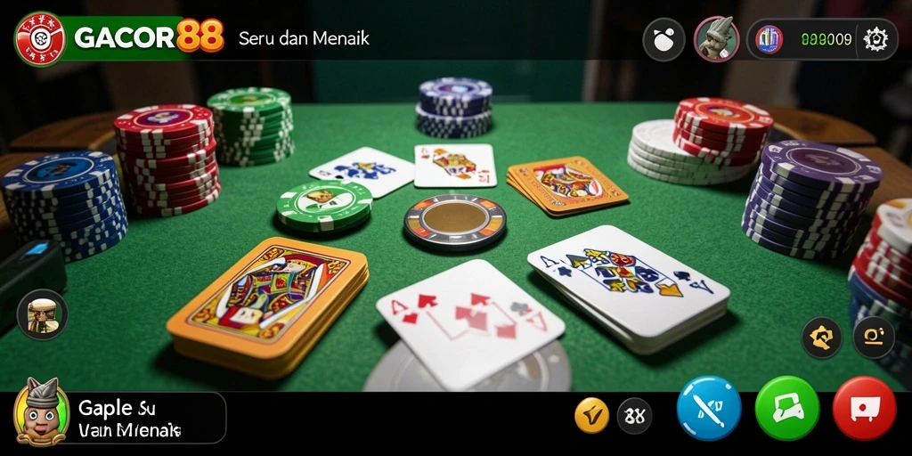 Tampilan utama gameplay GACOR88 yang menampilkan papan Gaple.