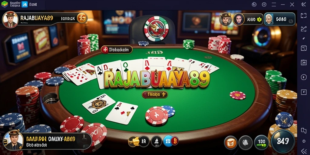 Tampilan gameplay seru di RAJABUAYA89 yang menunjukkan aksi poker.