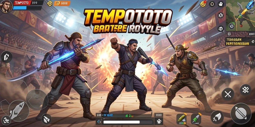 Screenshot tampilan pertempuran seru di TEMPOTOTO