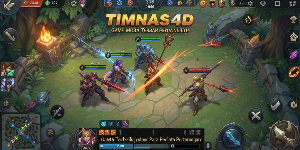 Tangkapan layar gameplay seru di TIMNAS4D yang menunjukkan aksi MOBA yang mendebarkan.